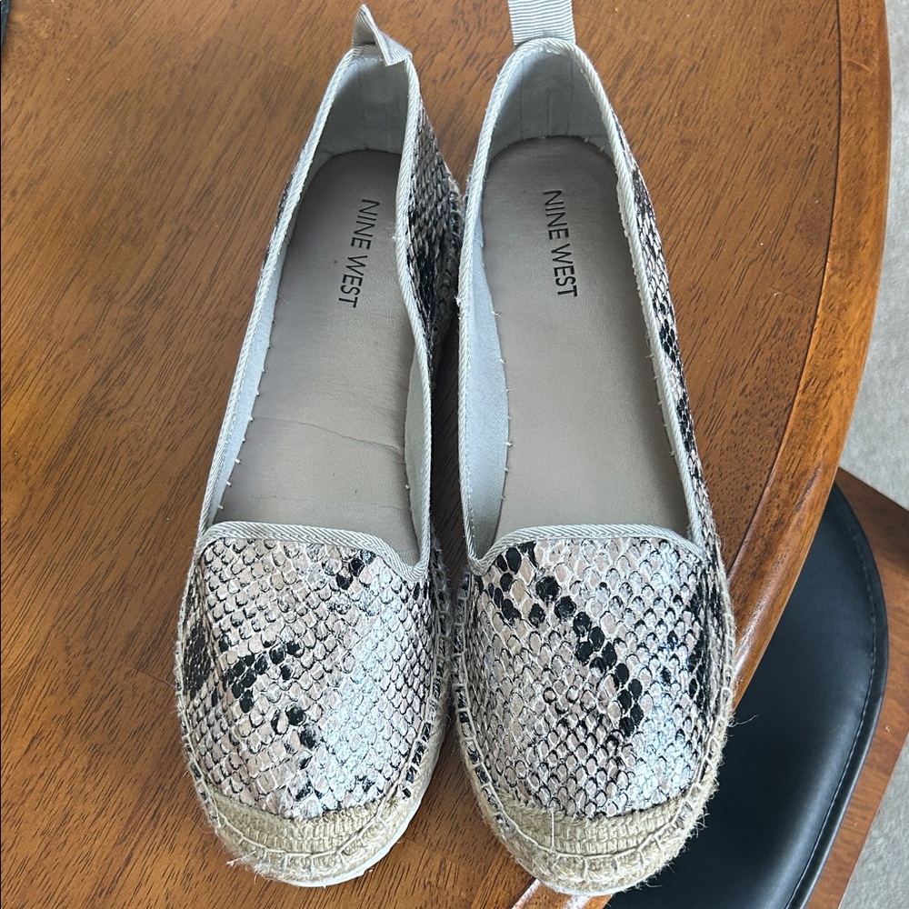Nine West Snakeskin Espadrilles - Black and Cream